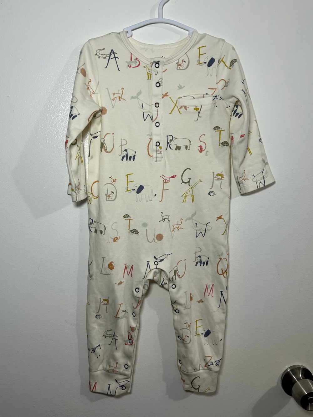 Pehr Organic Cotton Kids One-Piece with Multicolor Animal & Alphabet Print